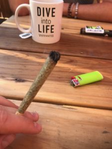 Ganja Yoga Denver's pre class smoke and meet and greet with fellow students.